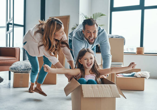 Family moving into a new home