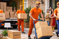 Movers carrying household boxes