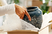 Antique item wrapped in bubble wrap